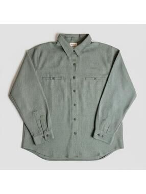 Christopher & Banks XL Button-Up Shirt in Subtle Green Houndstooth